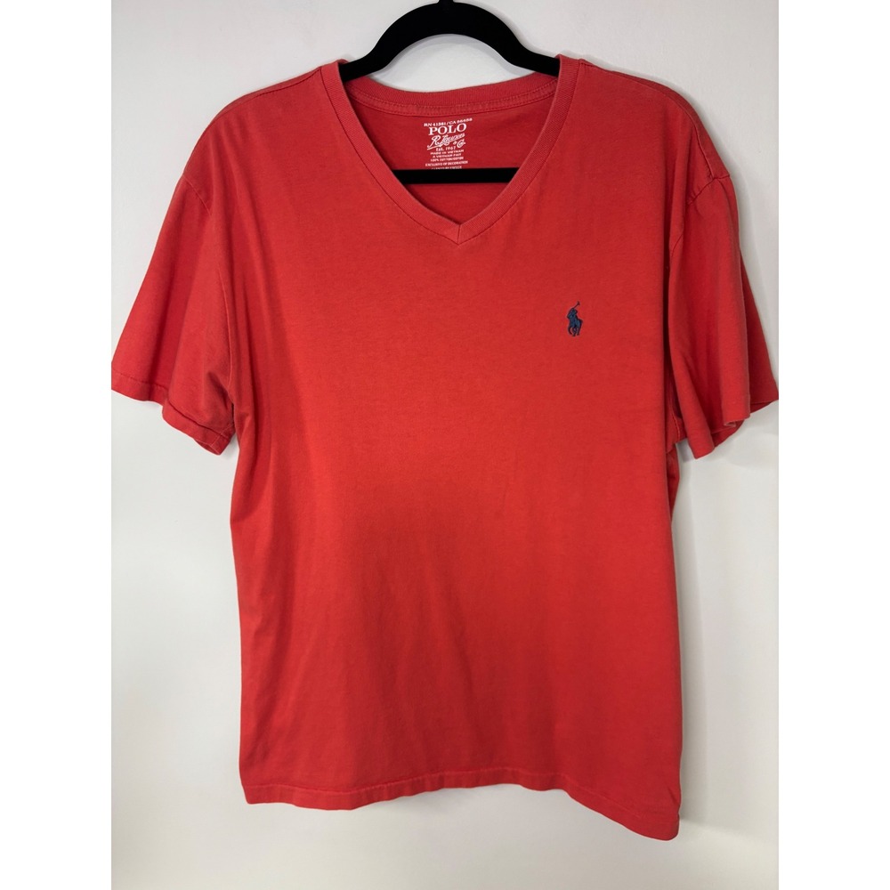 Polo Ralph Lauren Mens Red V-Neck TShirt Classic Pony Logo Short Sleeve‎ Tee M